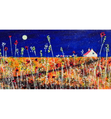 'MOONLIT WILDFLOWERS' FRAMED PAINTING £380