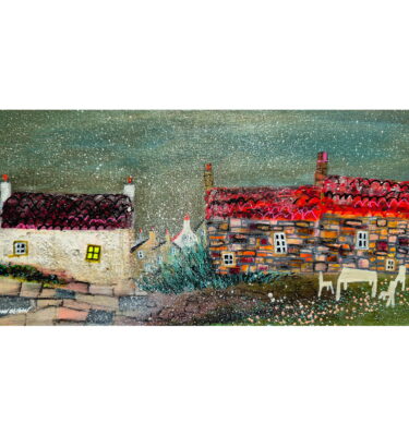 'OLD COTTAGES AND A LITTLE DRIZZLE' FRAMED PAINTING £380