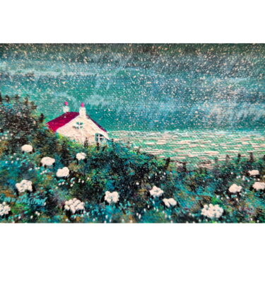 'RED ROOFED COTTAGE, SEA VIEW' FRAMED PAINTING £160
