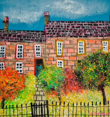 'TOWNHOUSE GARDENS' FRAMED PAINTING £145