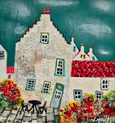 'OLD COTTAGES IN THE EAST NEUK' FRAMED PAINTING £145