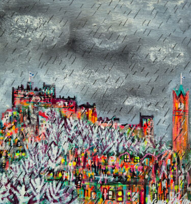 'AULD REEKIE RAIN' FRAMED PAINTING £145