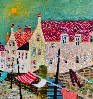 'COASTAL WASHING LINES' FRAMED PAINTING £155