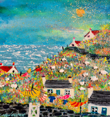 'COTTAGES BY THE COAST' FRAMED PAINTING £155