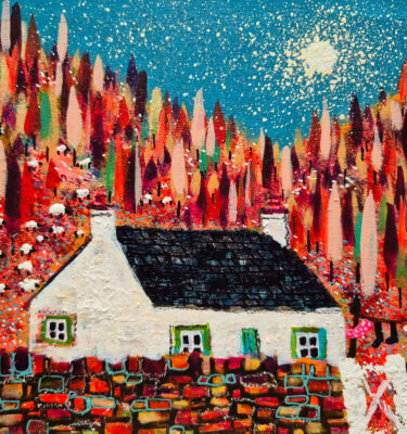 'OLD COTTAGE AND STONE WALL' FRAMED PAINTING £155