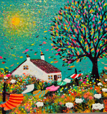 'AUTUMN SUNSHINE AND WASHING LINE' FRAMED PAINTING £155