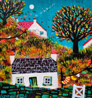 'OLD STONE WALL, FULL MOON' FRAMED PAINTING £155