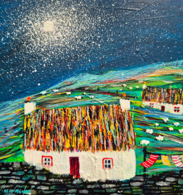 'OLD THATCHED COTTAGES' FRAMED PAINTING £155