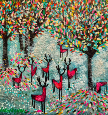 'FIRST FROST, CAIRNGORM HERD' FRAMED PAINTING £155
